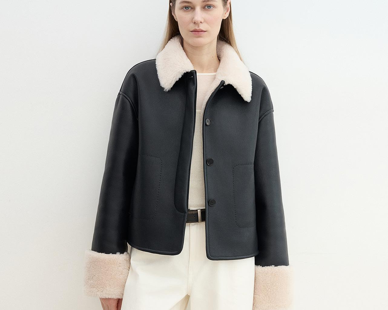 Slightly Sweet Latte Second Generation Furry Lapel Casual Straight Shorn Shearling Jacket - NEWYORKLISTED