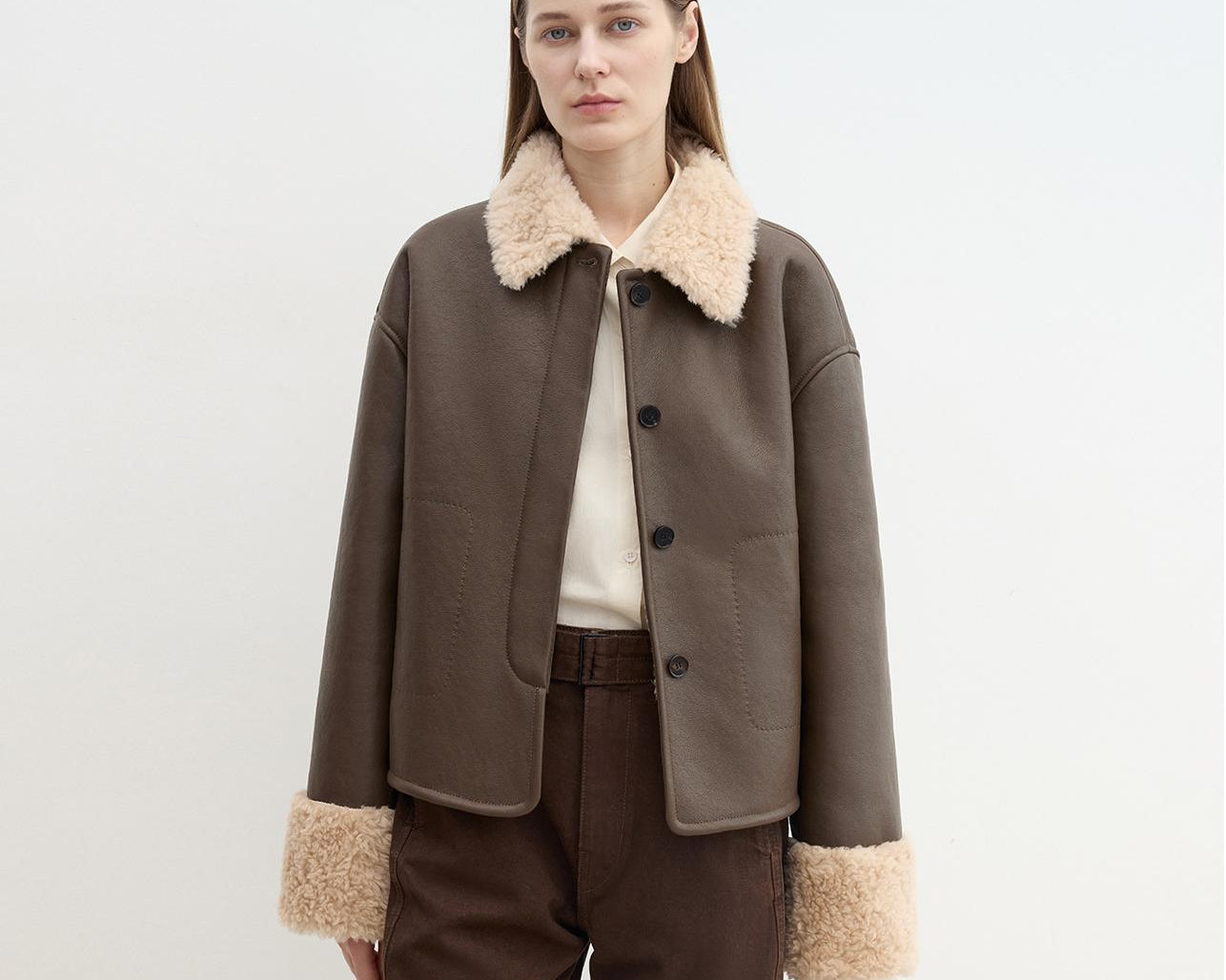 Slightly Sweet Latte Second Generation Furry Lapel Casual Straight Shorn Shearling Jacket - NEWYORKLISTED