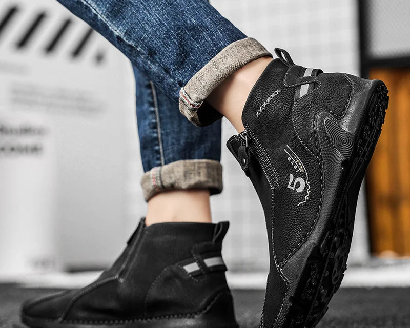 Winter New Chelsea Men's Boots Suede Ankle Boot British Style Leather Boots Men Fashion Boots Soft Sole Round Head Wedding Boots - NEWYORKLISTED