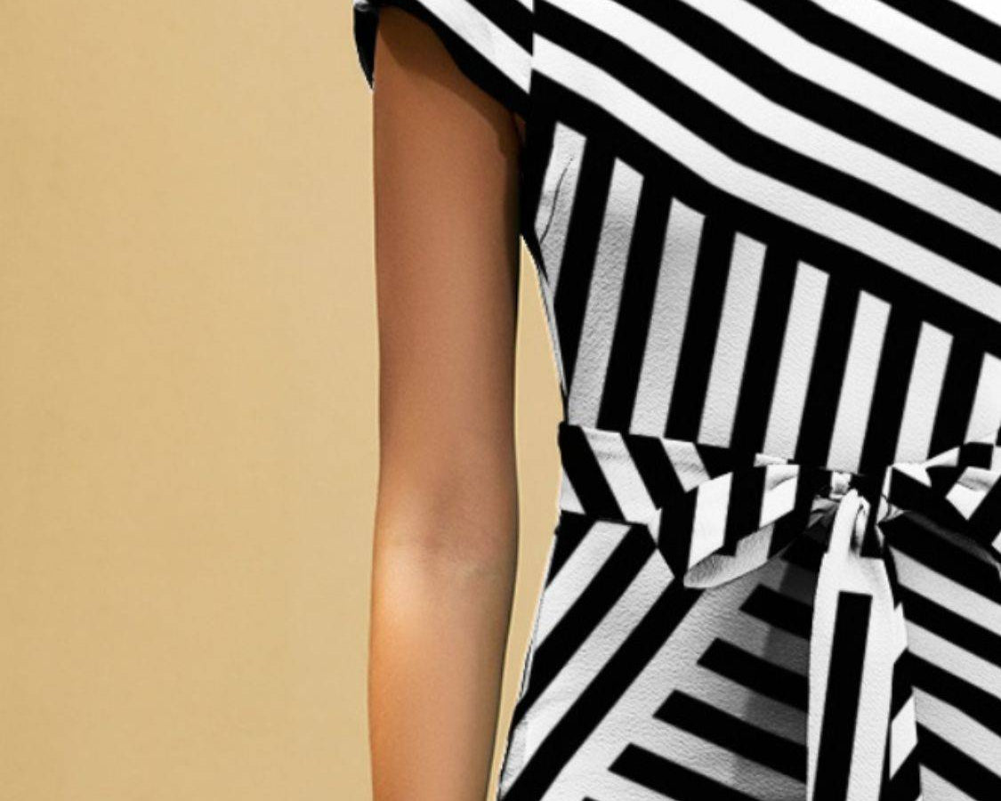 FAM-FAM Tied Striped Round Neck Cap Sleeve Dress - NEWYORKLISTED