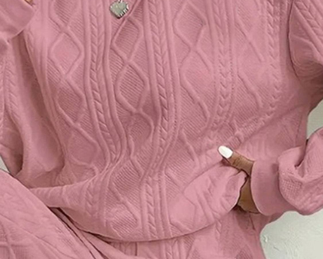 NEWYORKLISTED STYLE COLLECTION: Texture Round Neck Top and Pants Set - NEWYORKLISTED