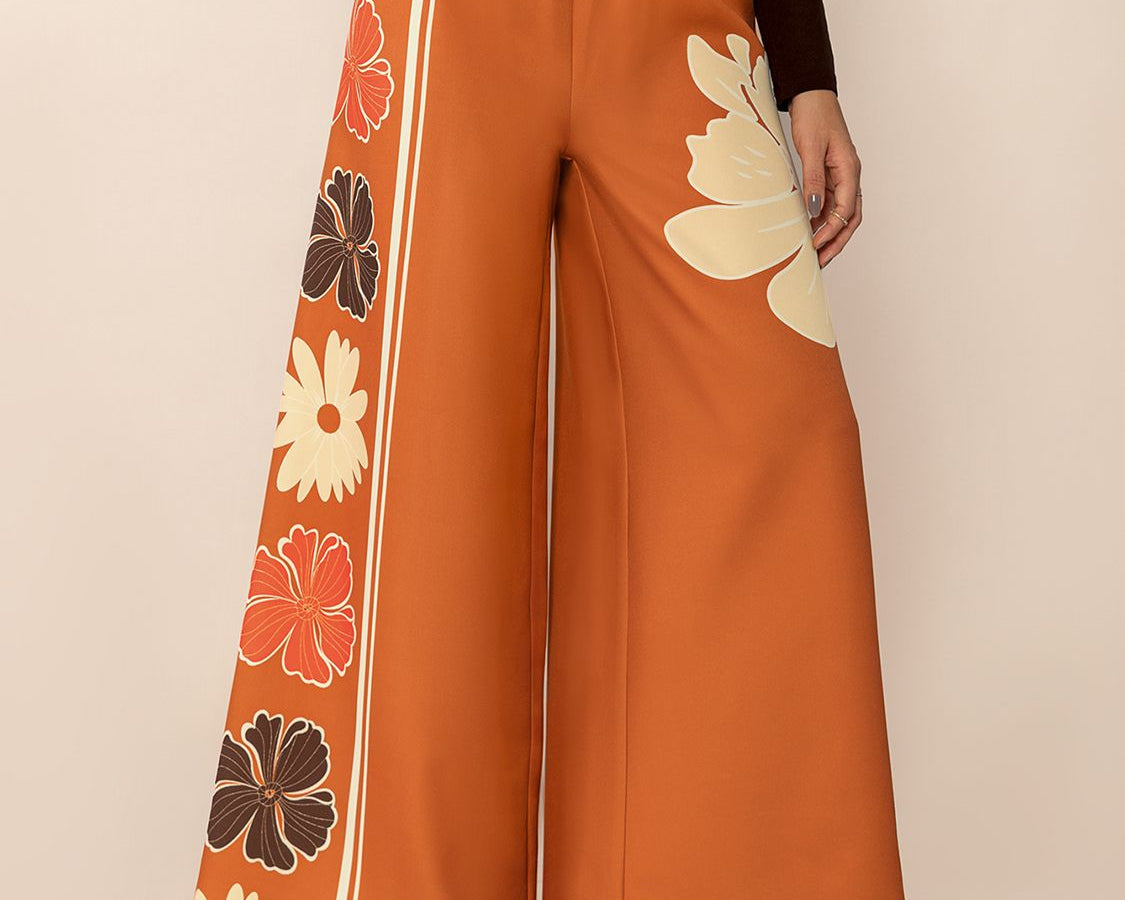 NEWYORKLISTED STYLE COLLECTION: Wide Leg Flower Motif Pants - NEWYORKLISTED