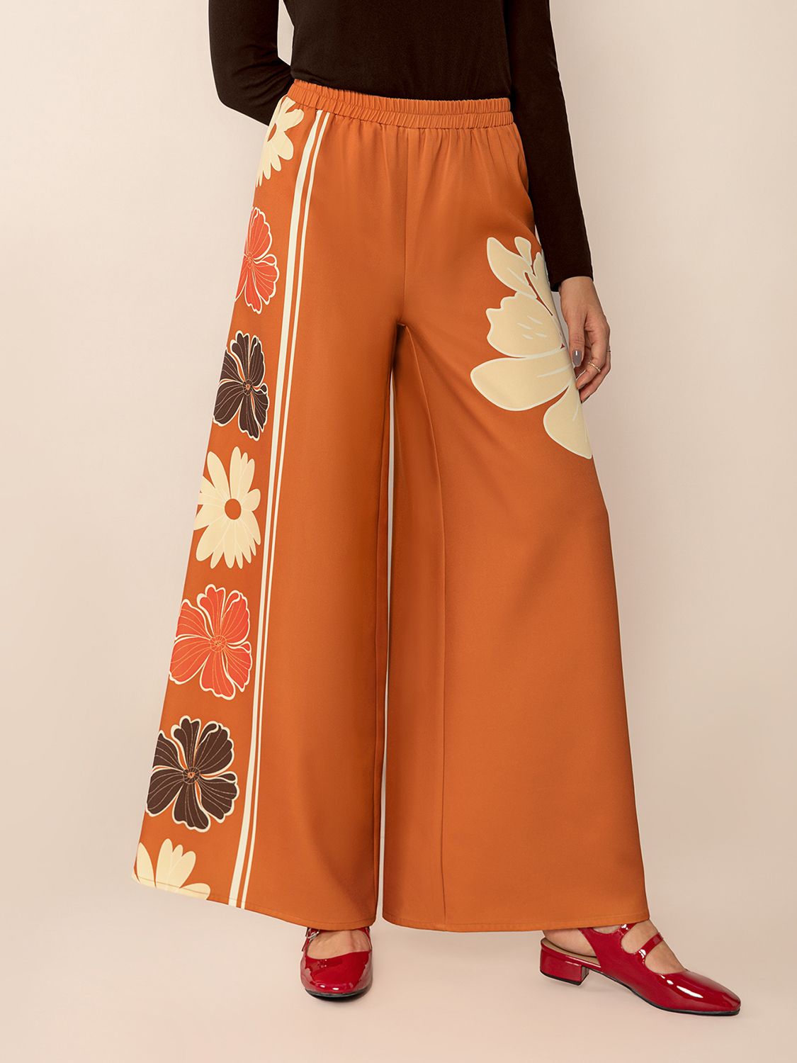NEWYORKLISTED STYLE COLLECTION: Wide Leg Flower Motif Pants - NEWYORKLISTED