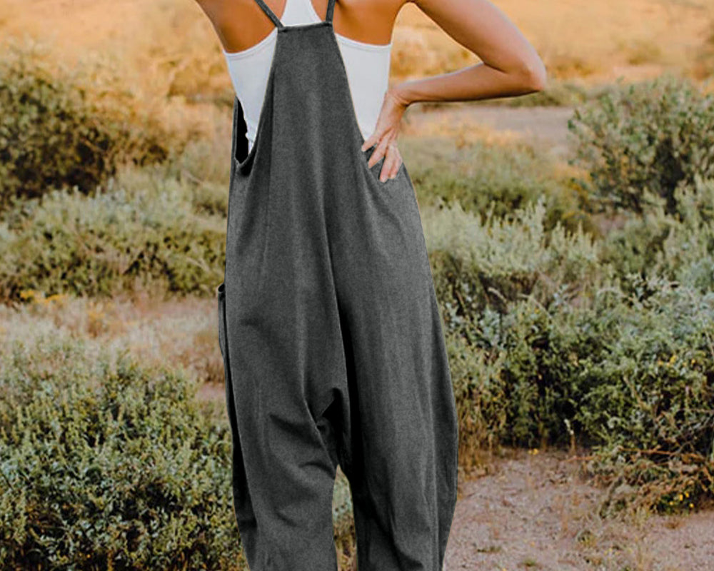 NEWYORKLISTED V-Neck Sleeveless Jumpsuit with Pockets - NEWYORKLISTED