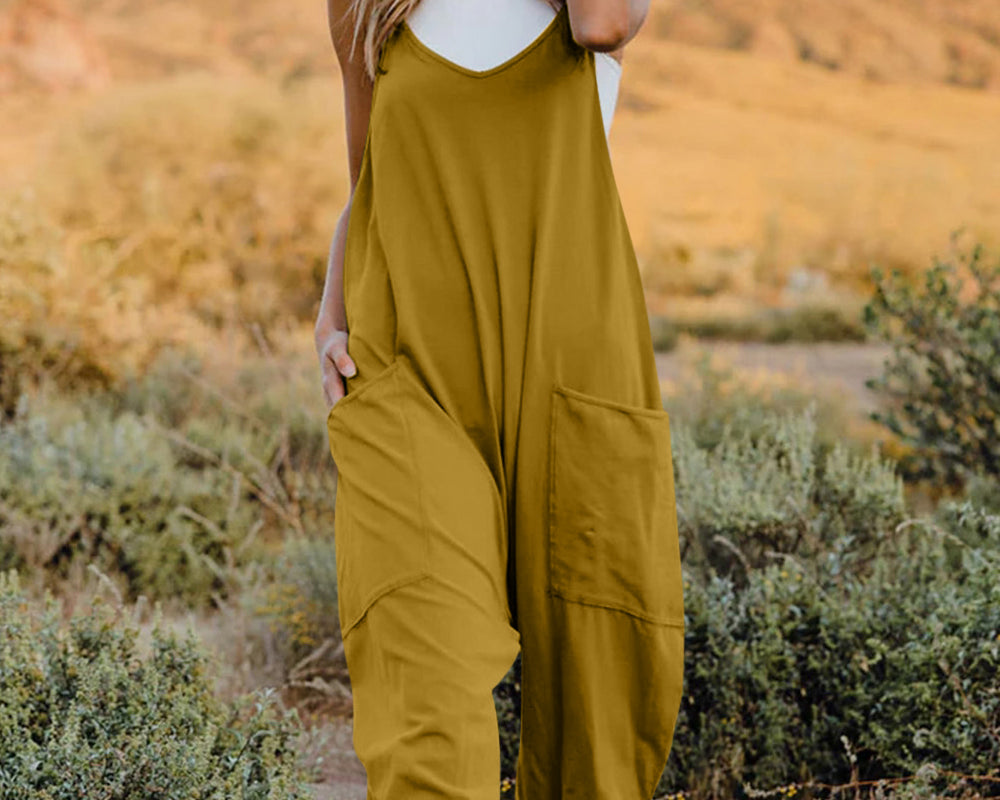NEWYORKLISTED V-Neck Sleeveless Jumpsuit with Pockets - NEWYORKLISTED