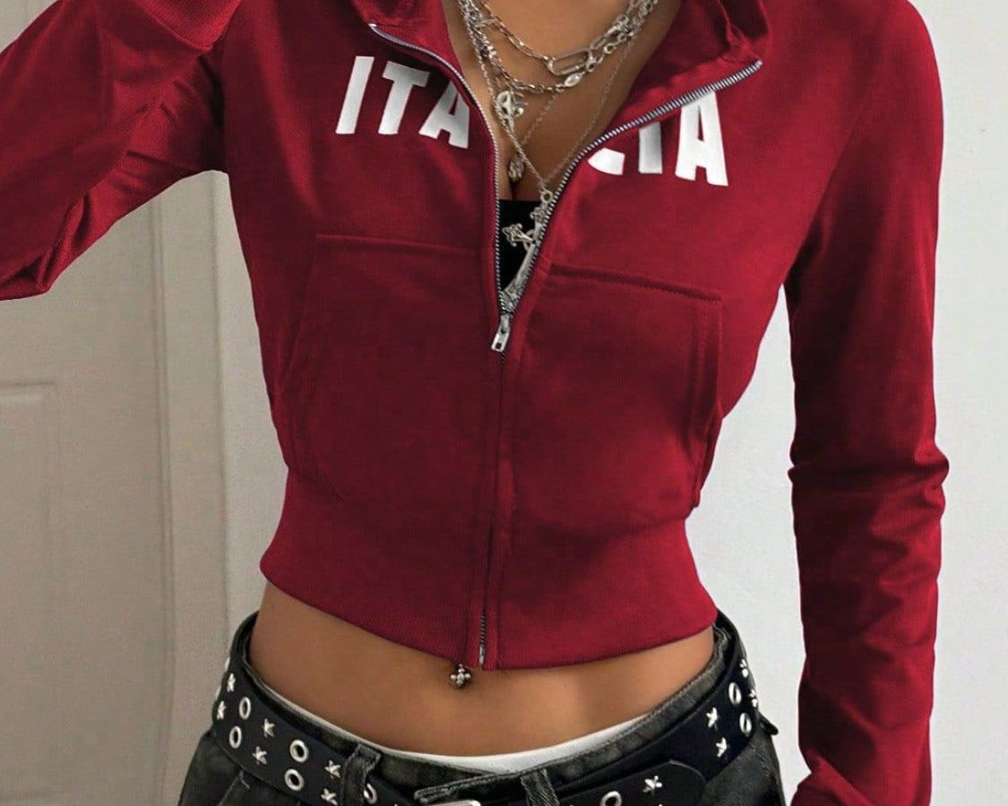 NEWYORKLISTED STYLE COLLECTION: ITALIA Letter Graphic Long Sleeve Hoodie - NEWYORKLISTED