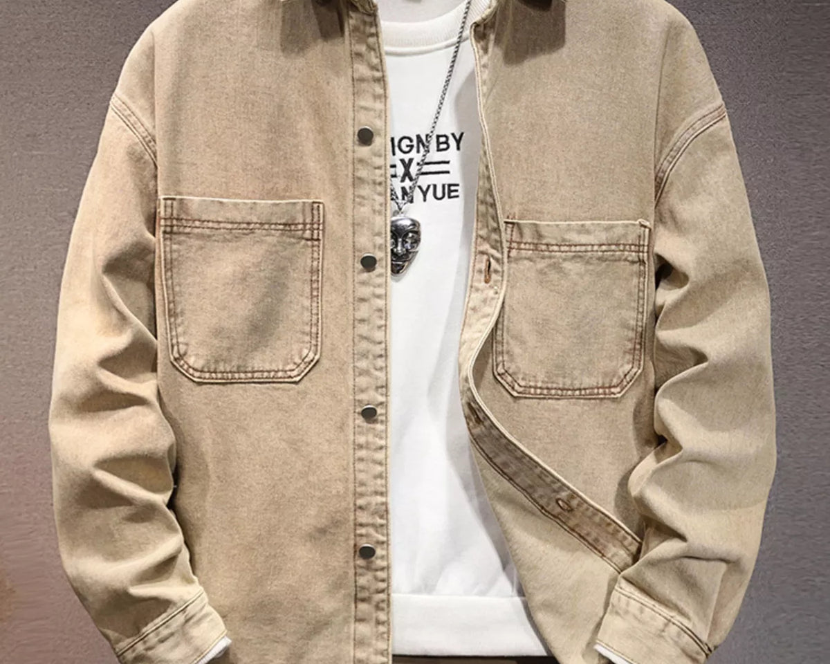 NEWYORKLISTED ATLAS MEN'S COLLECTION – Men's vintage washed denim dual-pocket shirt, product image 2