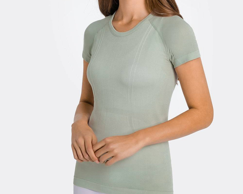 Millennia Round Neck Short Sleeve Active T-Shirt - NEWYORKLISTED