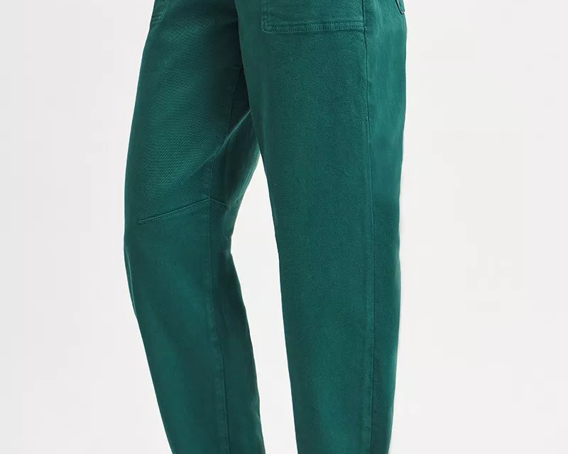 NEWYORKLISTED STYLE COLLECTION: Green pants worn by a person on a white background