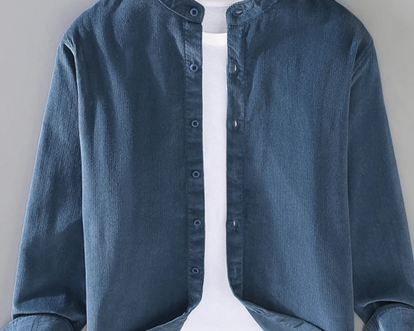 NEWYORKLISTED ATLAS MEN'S COLLECTION: Men's Button Up Long Sleeve Shirt Denim Blue