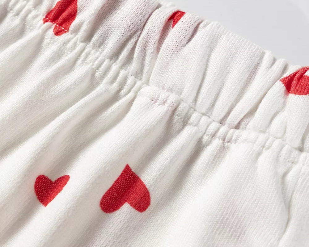 NEWYORKLISTED Intimate Apparel Collection: White fabric with red heart patterns on a light gray background