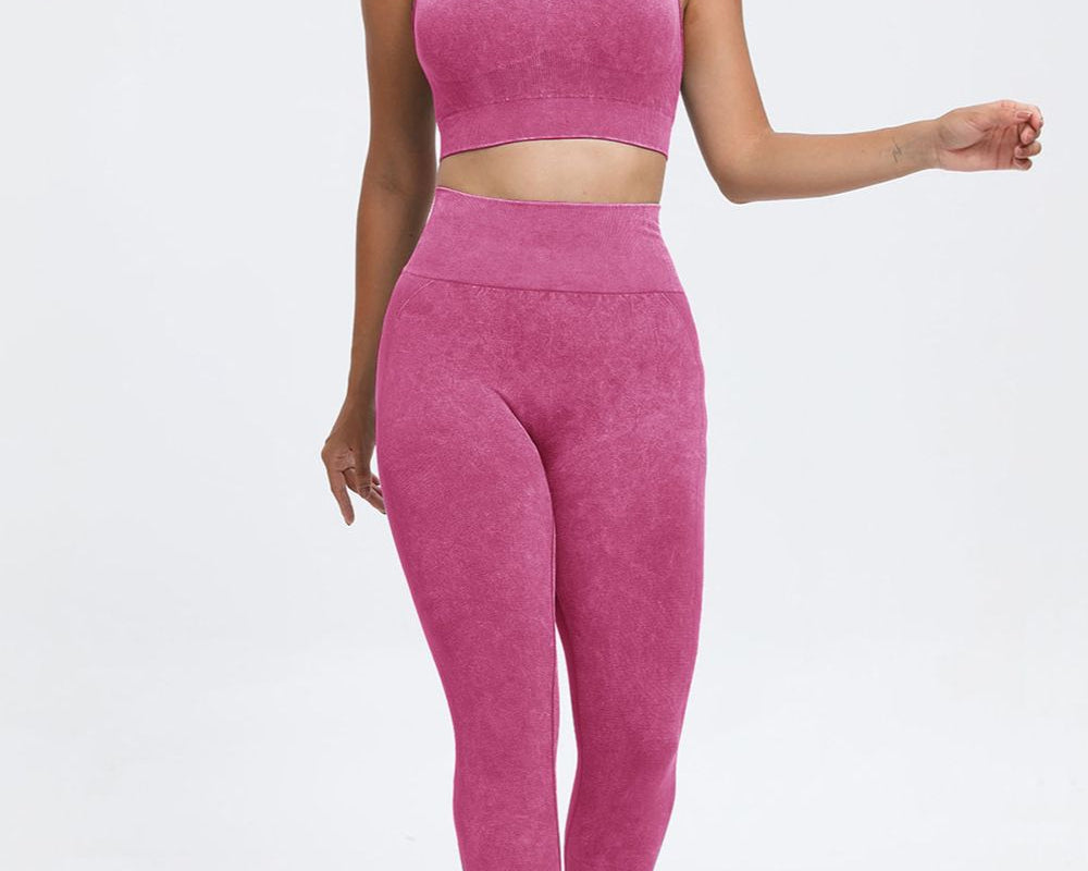 NEWYORKLISTED STYLE COLLECTION: 3 Piece Washed Square Neck Wide Strap Active Set - NEWYORKLISTED