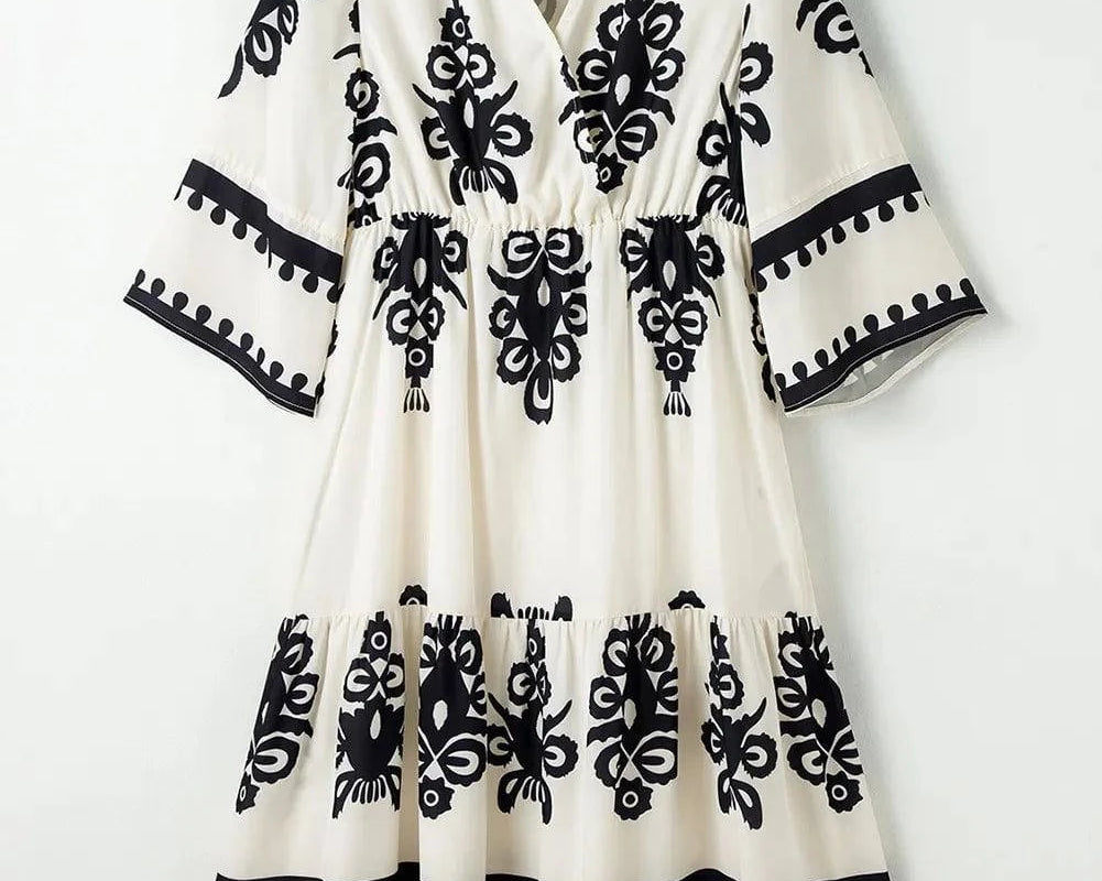 NEWYORKLISTED STYLE COLLECTION: Lovely Print Half Sleeve Knee Length Dress - NEWYORKLISTED