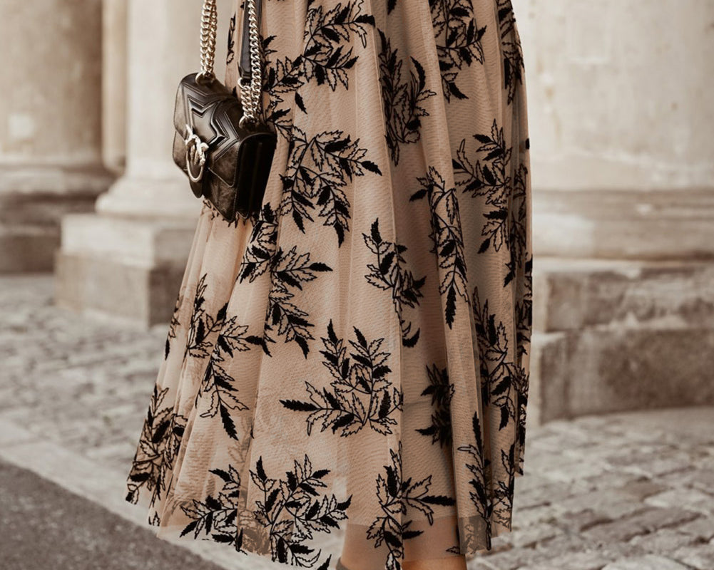 Embroidered High Waist Maxi Skirt - NEWYORKLISTED