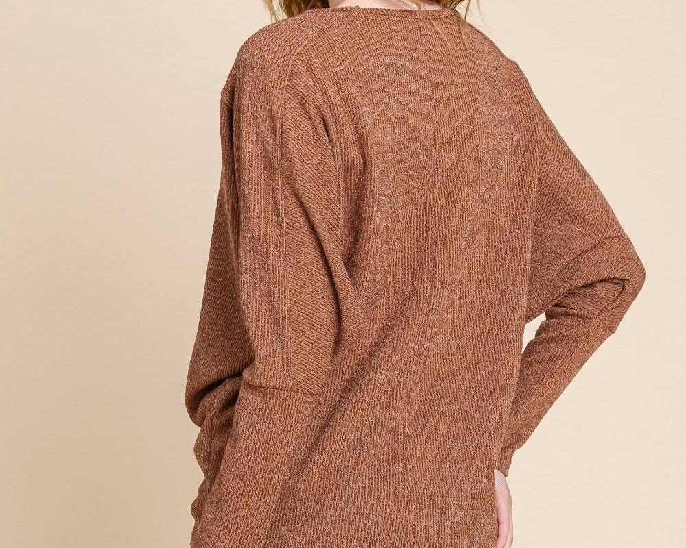 NEWYORKLISTED STYLE COLLECTION: Drop Shoulder Long Sleeve Knit Top - NEWYORKLISTED