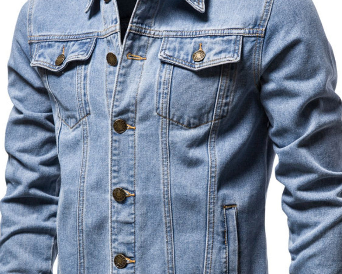 NEWYORKLISTED ATLAS MEN"S COLLECTION Long Sleeve Denim - Light Blue Jacket