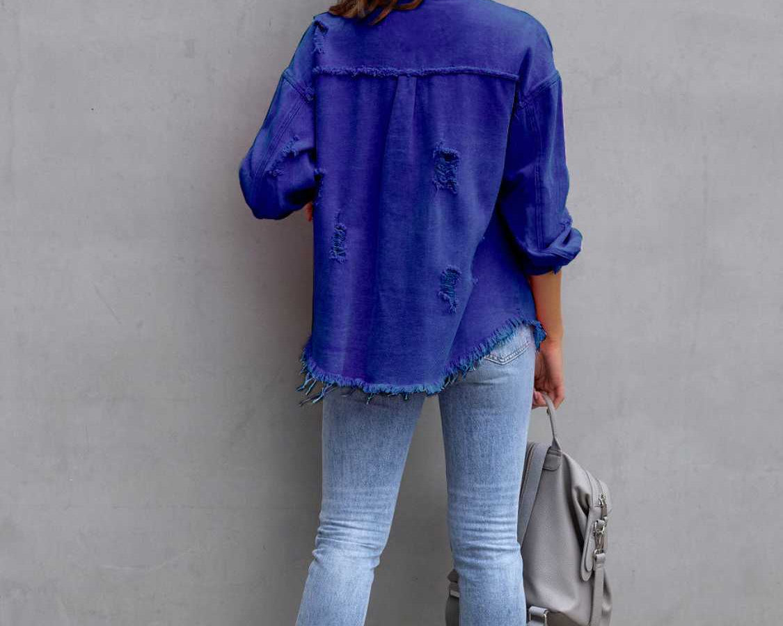 NEWYORKLISTED STYLE COLLECTION: Distressed Color Pop Denim Jacket - NEWYORKLISTED
