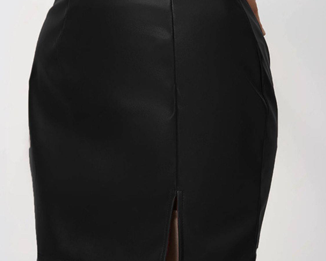 Slit Mini Skirt with Zipper - NEWYORKLISTED