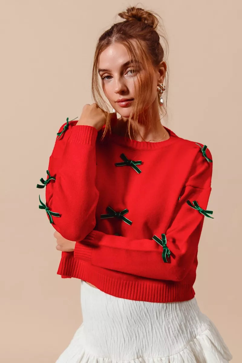 Ribbon Bow Applique Sweater – NEWYORKLISTED STYLE COLLECTION, feminine knitwear with bow detai