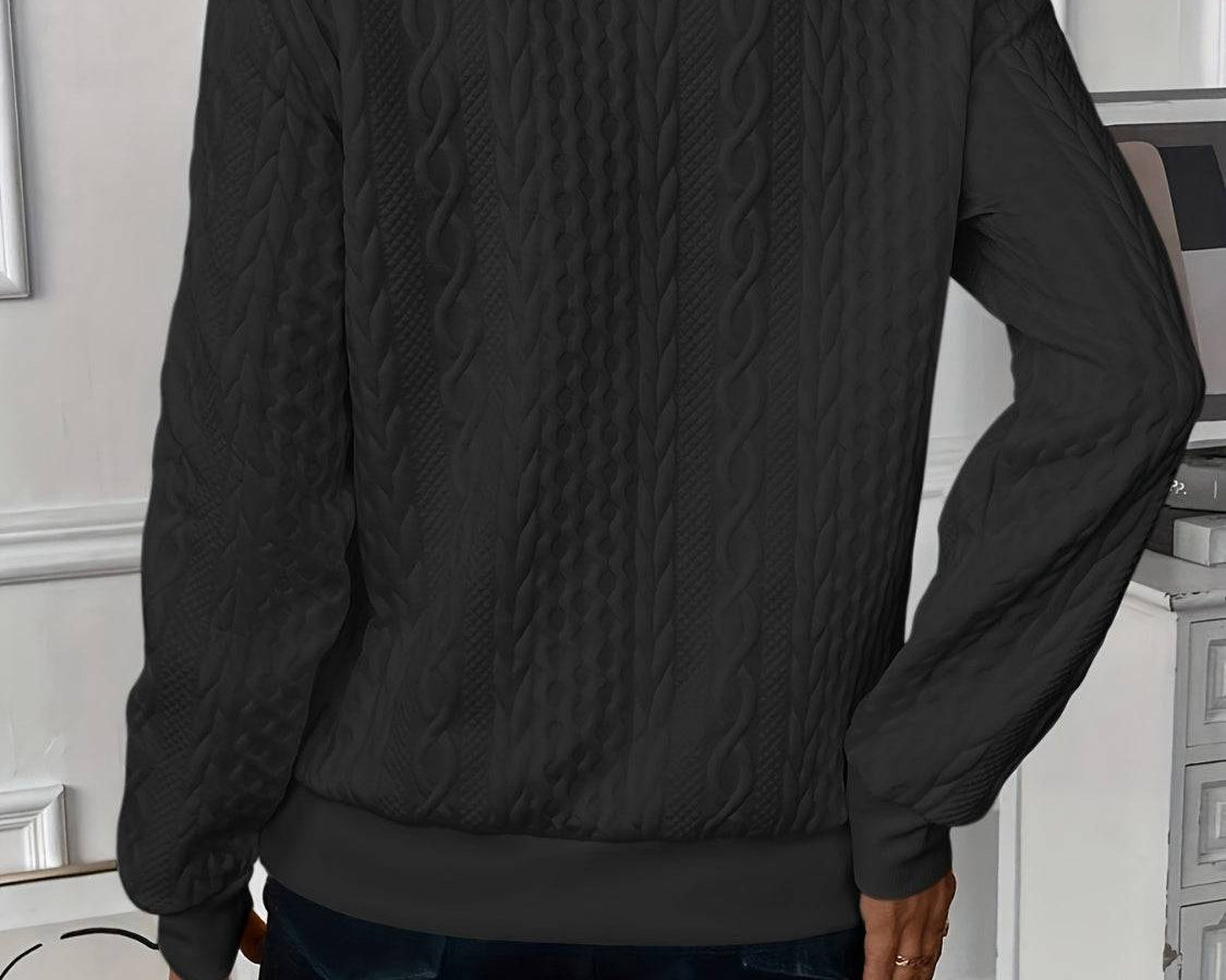 Texture Half Zip Long Sleeve Sweatshirt - NEWYORKLISTED