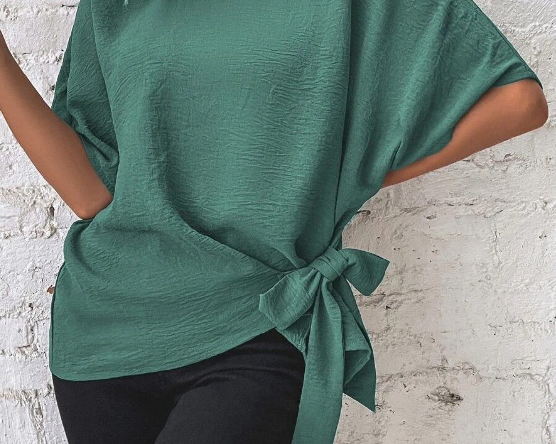 NEWYORKLISTED STYLE COLLECTION: Side Bow Short Sleeve Blouse - NEWYORKLISTED