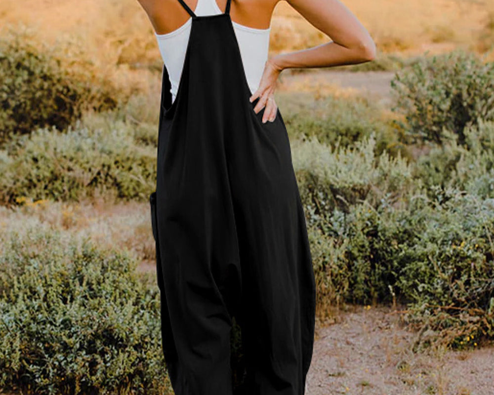 NEWYORKLISTED V-Neck Sleeveless Jumpsuit with Pockets - NEWYORKLISTED