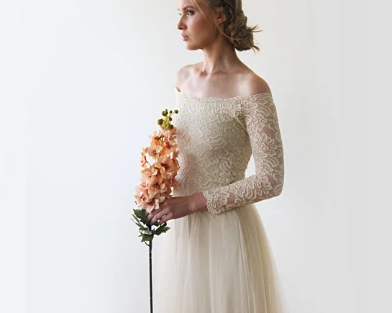 Off-The-Shoulder Train Dress #1162 - NEWYORKLISTED