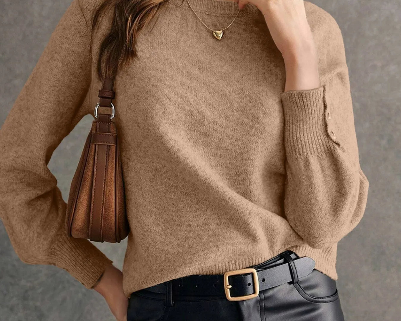 NEWYORKLISTED STYLE COLLECTION: Women's Crew Neck Long Sleeve Sweater – Cozy, Classic, Chic in khaki