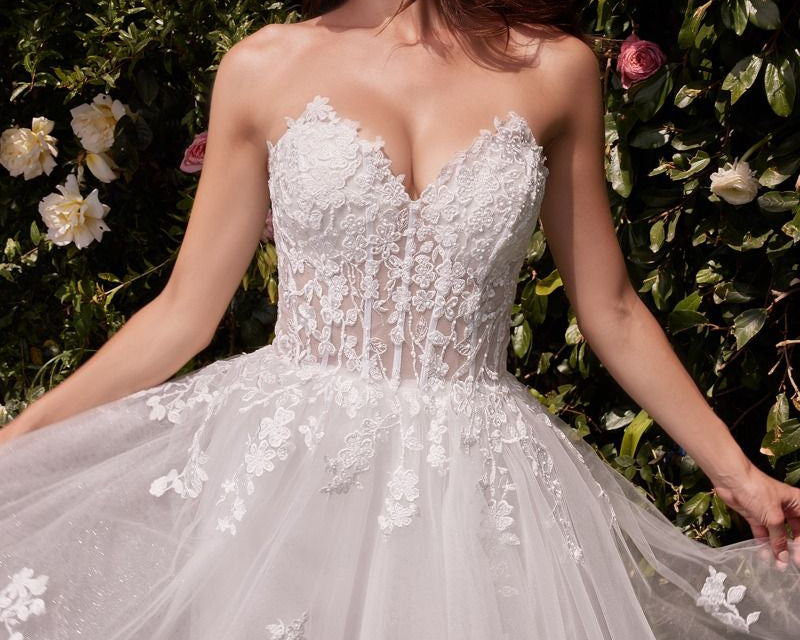 Strapless A-Line Lace & Tulle Wedding Dress-1