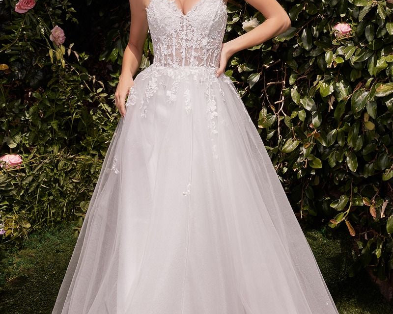 Strapless A-Line Lace & Tulle Wedding Dress-0