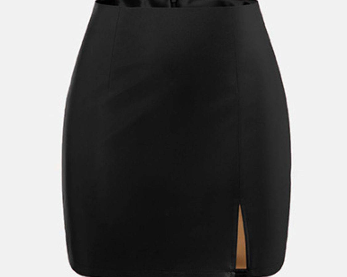 Slit Mini Skirt with Zipper - NEWYORKLISTED