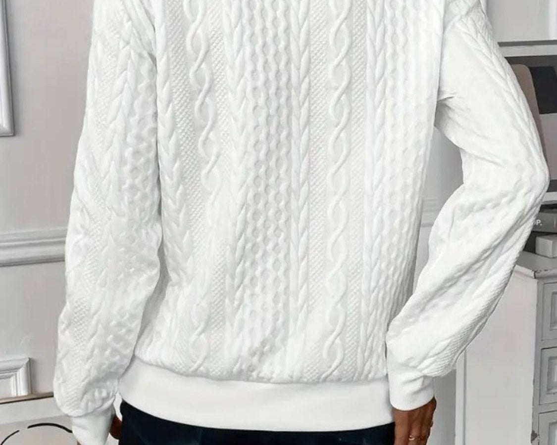 Texture Half Zip Long Sleeve Sweatshirt - NEWYORKLISTED