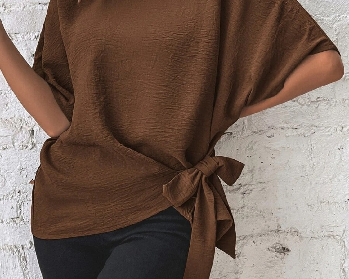 NEWYORKLISTED STYLE COLLECTION: Side Bow Short Sleeve Blouse - NEWYORKLISTED