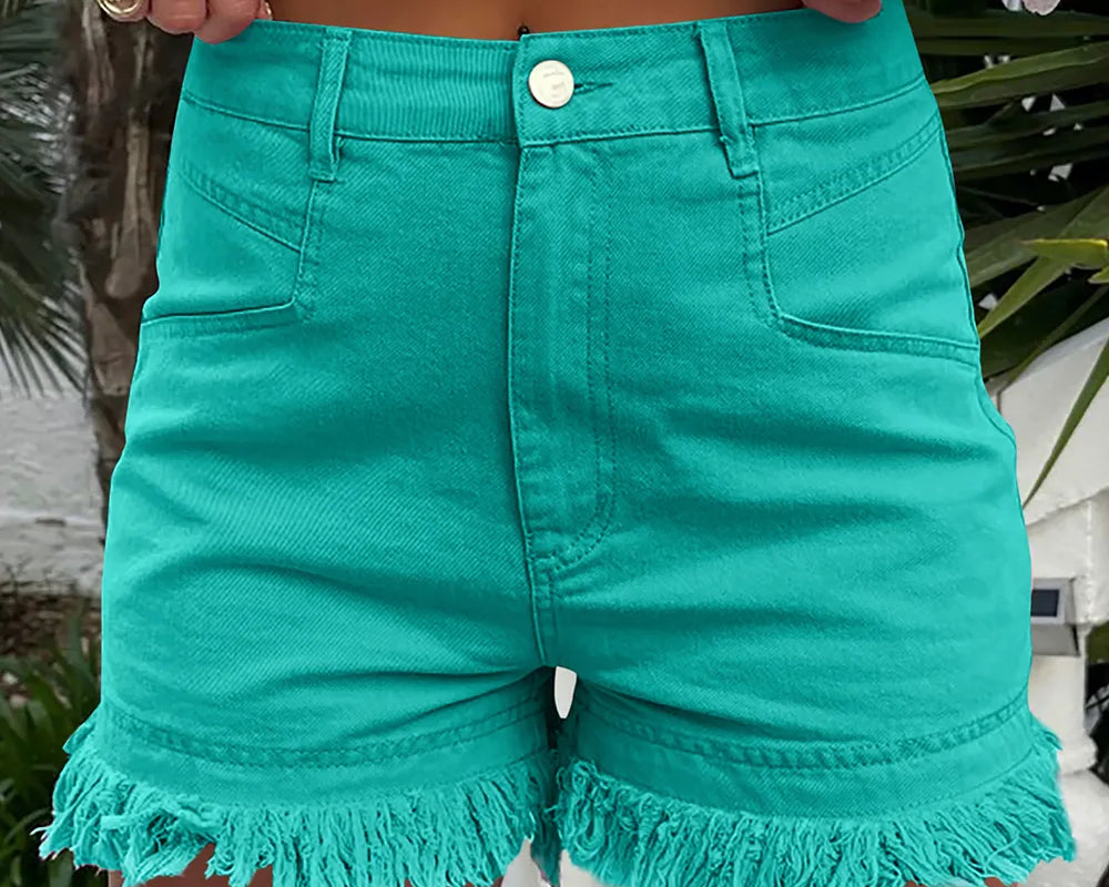 NEWYORKLISTED STYLE COLLECTION: Raw Hem High Waist Denim Shorts