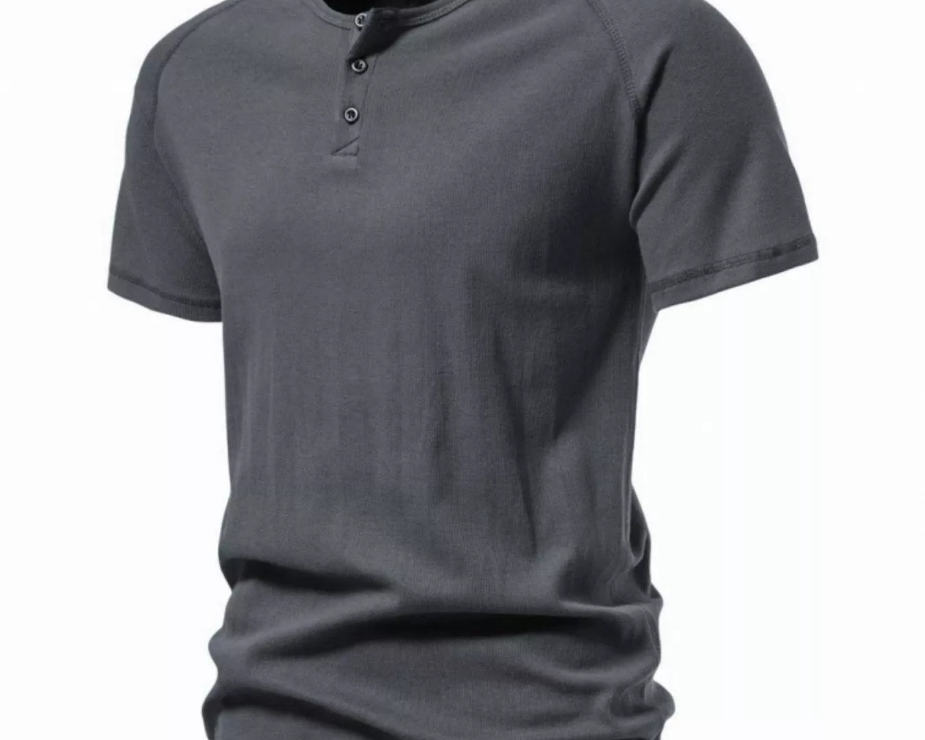NEWYORKLISTED ATLAS MEN'S COLLECTION: Gray henley shirt on a white background