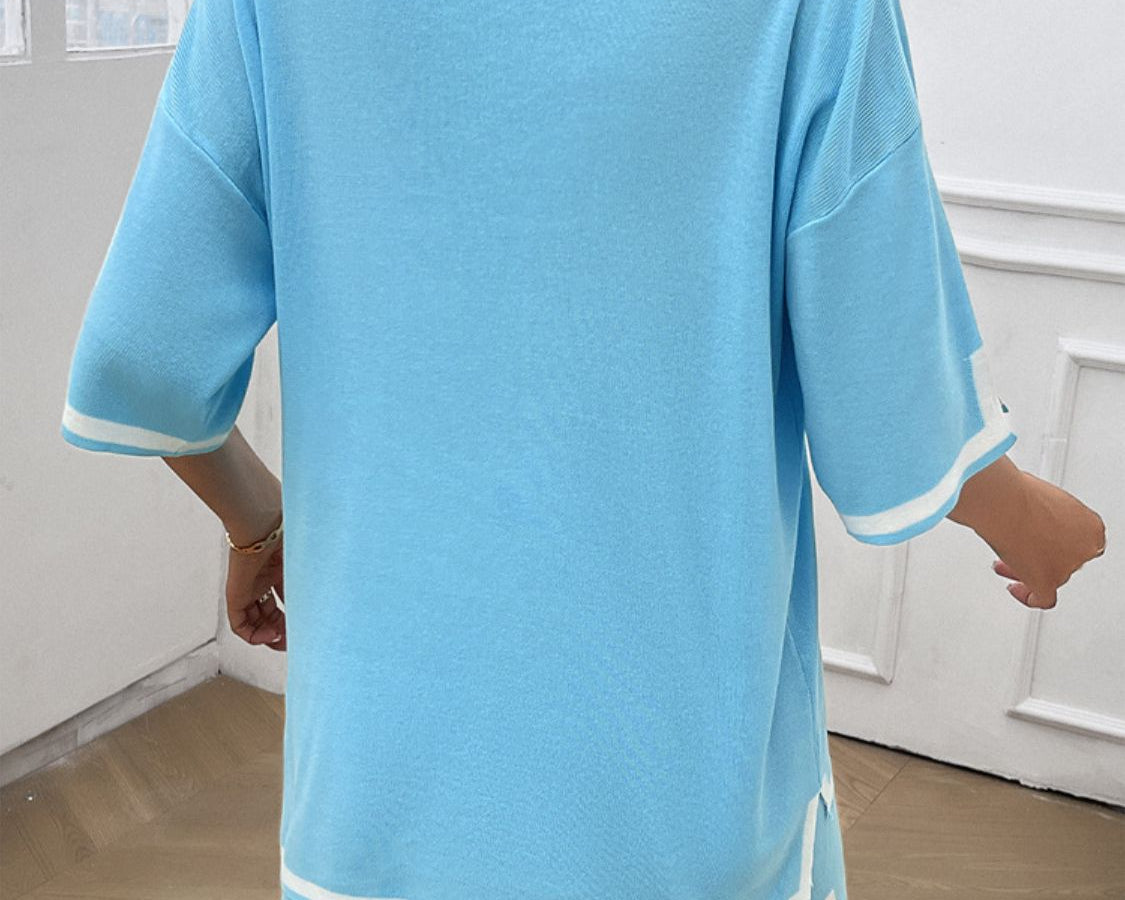 NYLD: Contrast Trim V-Neck Top and Shorts Set - NEWYORKLISTED