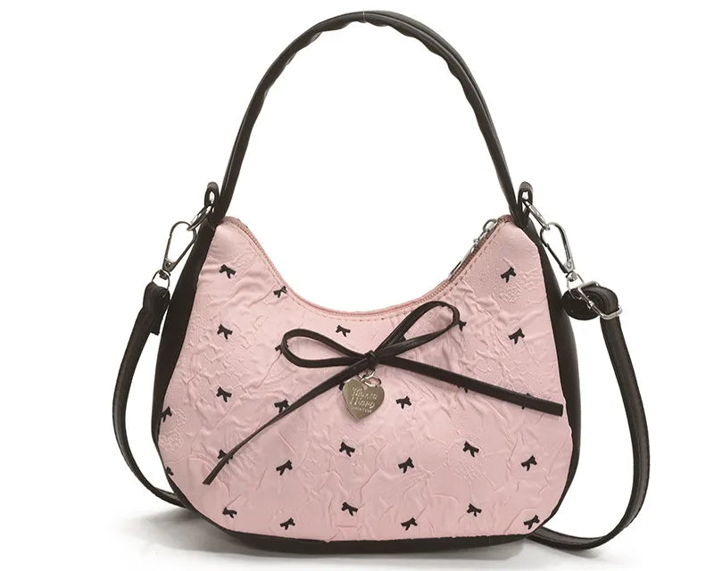 NEWYORKLISTED STYLE COLLECTION: Printed Bow Shoulder Bag in Pink