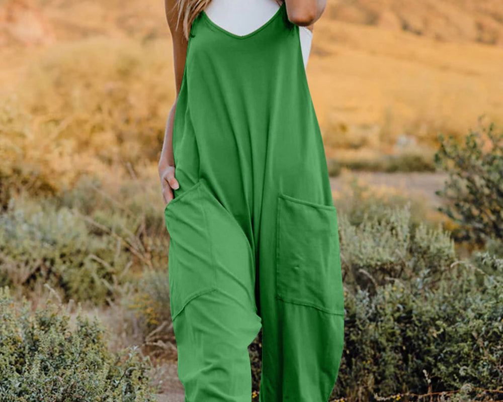 NEWYORKLISTED V-Neck Sleeveless Jumpsuit with Pockets - NEWYORKLISTED
