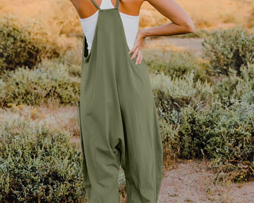 NEWYORKLISTED V-Neck Sleeveless Jumpsuit with Pockets - NEWYORKLISTED