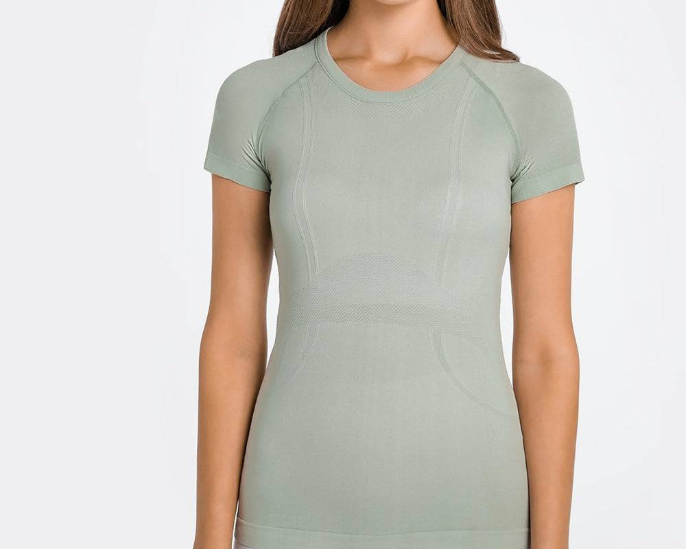 Millennia Round Neck Short Sleeve Active T-Shirt - NEWYORKLISTED