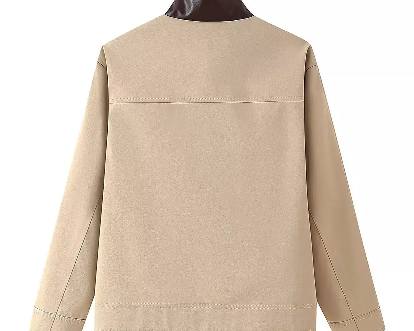 NEWYORKLISTED STYLE COLLECTION Beige jacket with brown collar on a white background