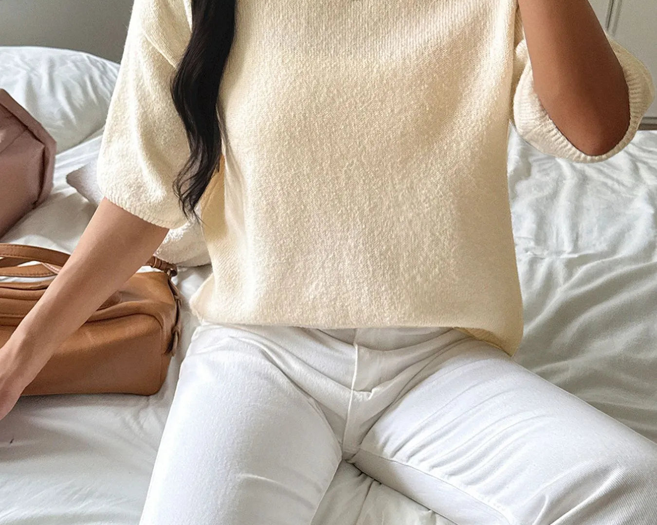 NEWYORKLISTED STYLE COLLECTION: Women's Ribbed Hem Round Neck Sweater – Cozy, Chic & Slightly Cropped in Camel