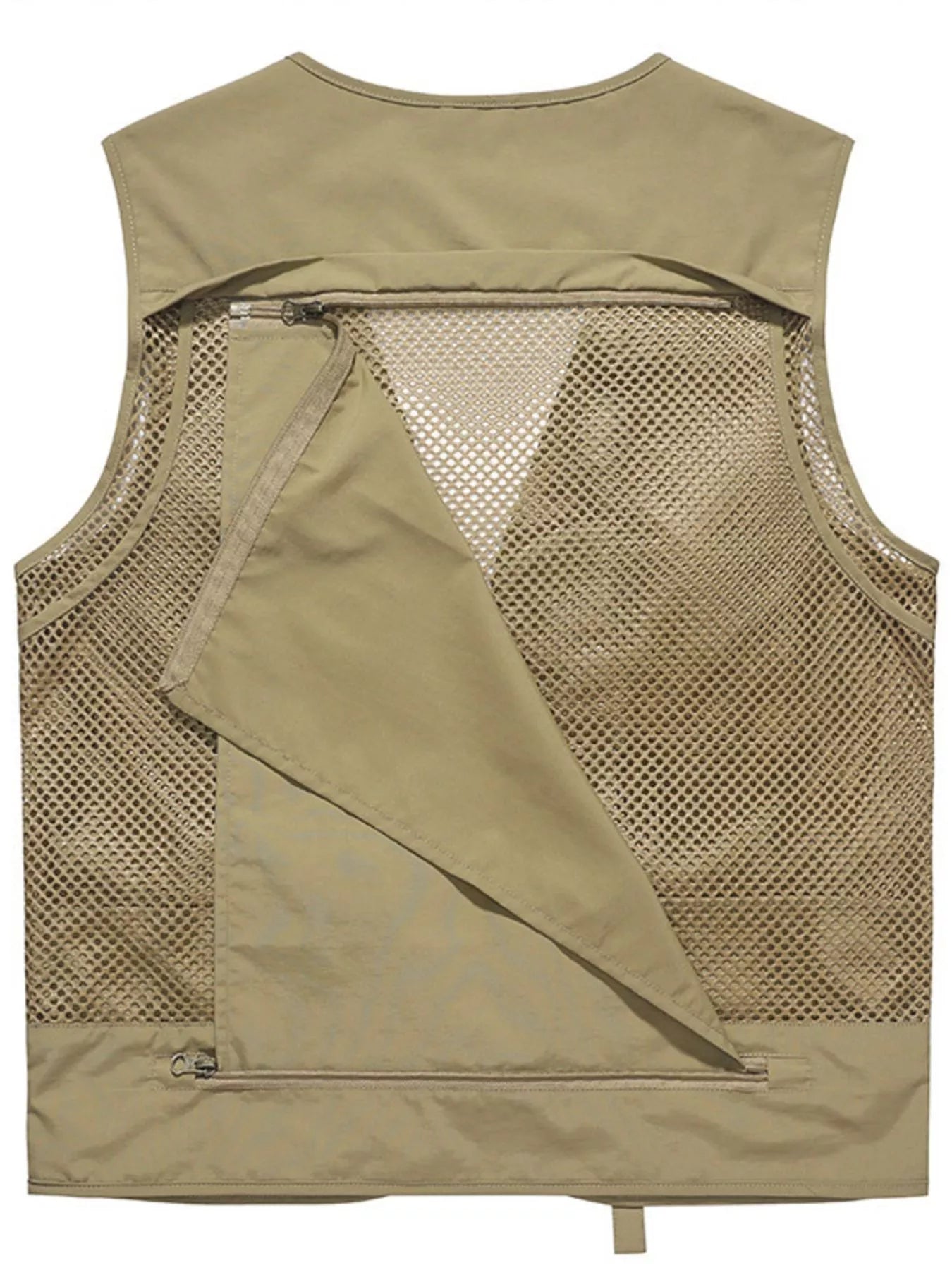 NEWYORKLISTED ATLAS MEN"S COLLECTION: Khaki vest with mesh back on a white background