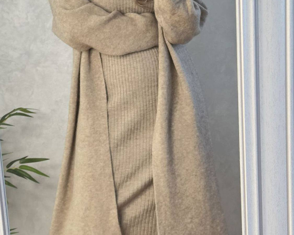 NEWYORKLISTED STYLE COLLECTION: Open Front Cardigan Sweater Dress Set - NEWYORKLISTED