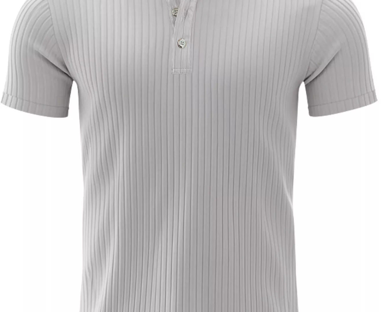 NEWYORKLISTED ATLAS MEN'S COLLECTION: Gray ribbed henley shirt on a white background