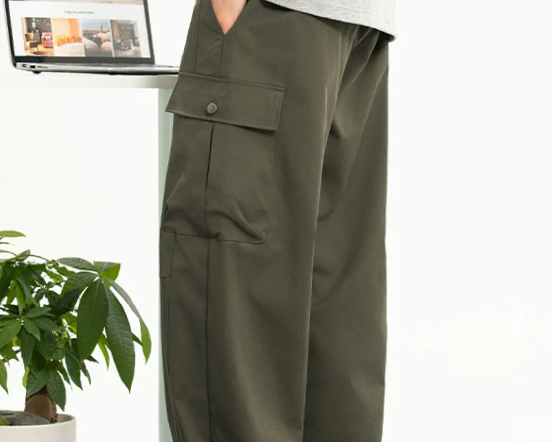 NEWYORKLISTED ATLAS MEN'S COLLECTION: Men's Plus Size Drawstring Pants with Pockets in Dark Gray