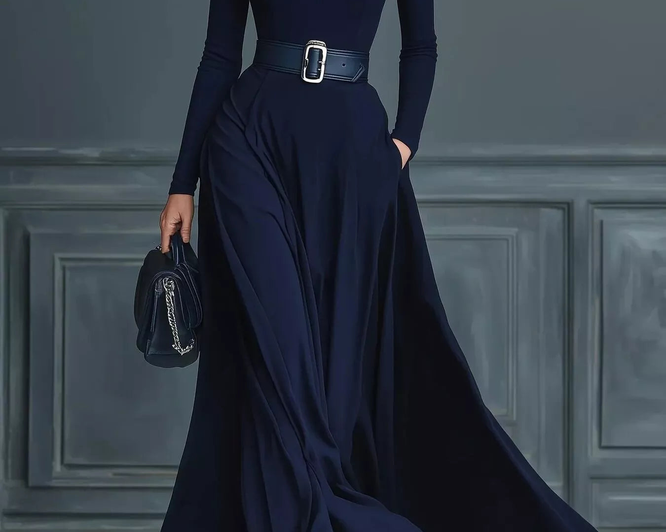 NEWYORKLISTED STYLE COLLECTION: Turtleneck Long Sleeve Maxi Dress