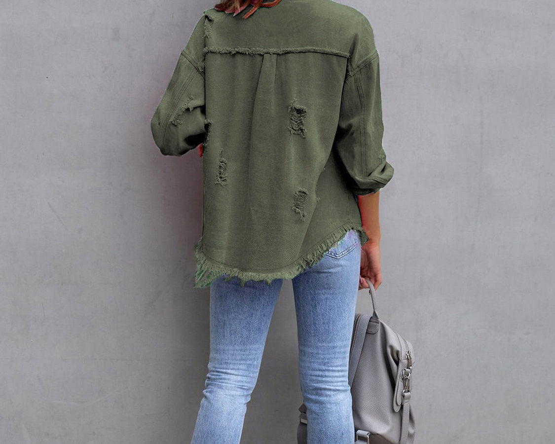 NEWYORKLISTED STYLE COLLECTION: Distressed Color Pop Denim Jacket - NEWYORKLISTED