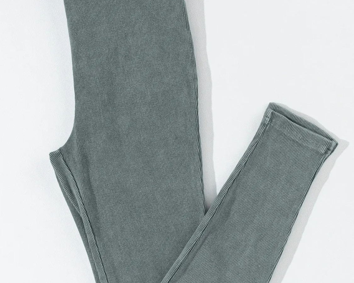 Ribbed Elastic Waist Leggings - NEWYORKLISTED
