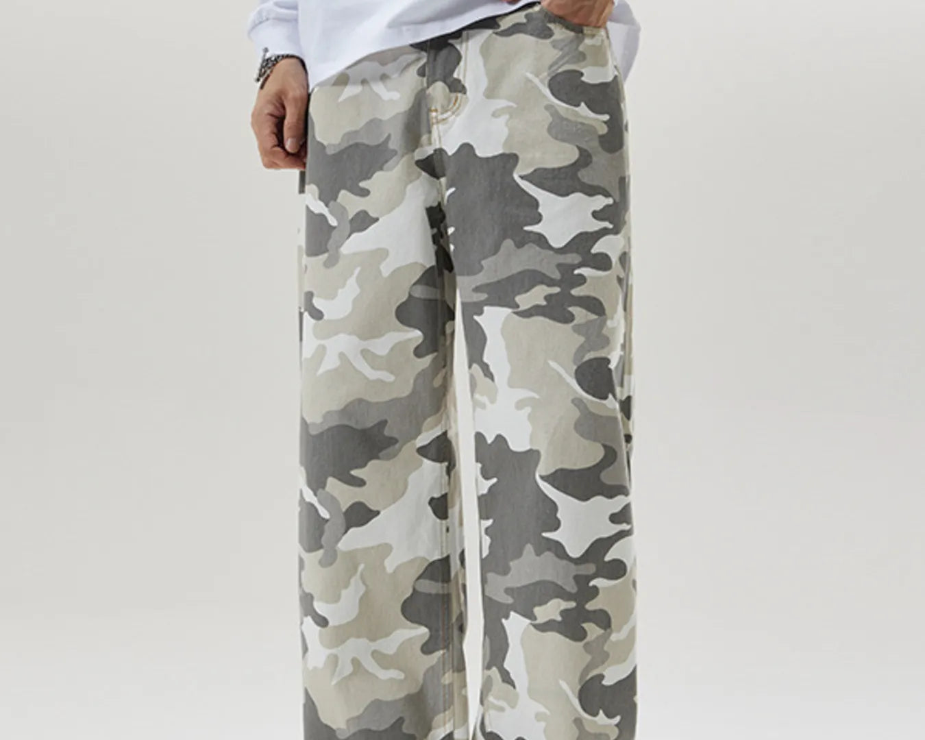 NEWYORKLISTED ATLAS MEN's COLLECTION: Person wearing camouflage pants on a white background